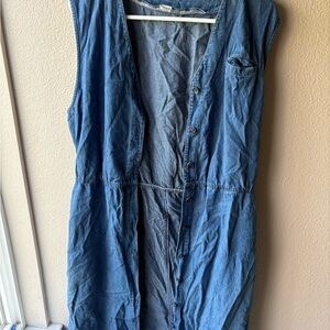 Lands' End Blue button up Denim Dress